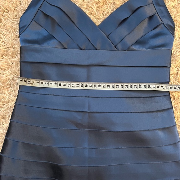 BCBG Blue Satin Tiered Dress - Picture 6 of 8
